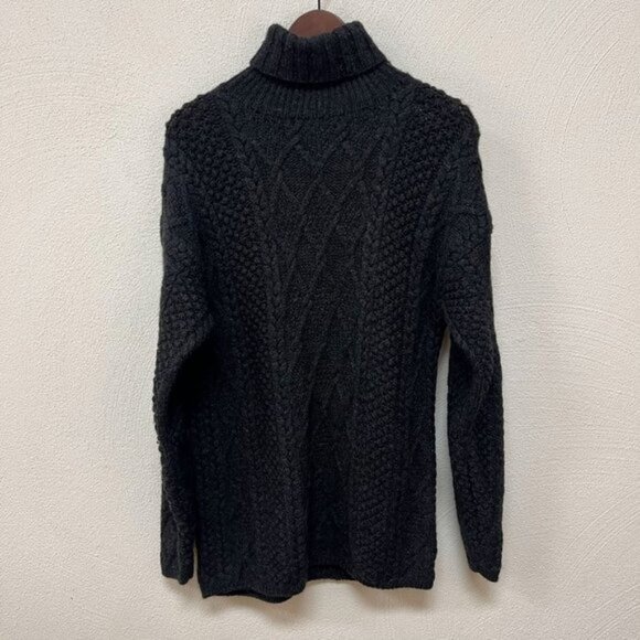 J. Crew Women's Turtleneck Wool Sweater Knitted Long Sleeve Black Size Medium - Picture 1 of 9